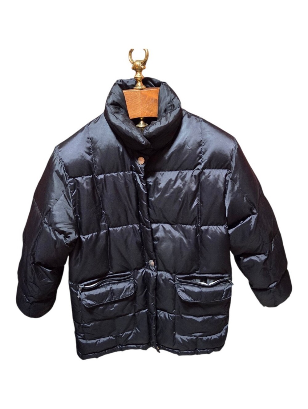 Vintage Y2K Eddie Bauer Womens Goose Down Puffer Jacket Black Size Small